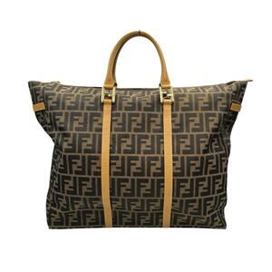 Fendi FENDI handbag, Zucca pattern, FF nylon, brown, men's.